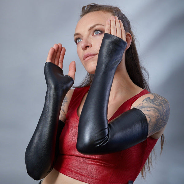 FG-PU Black water-resistant fleece arm warmers - zolnar