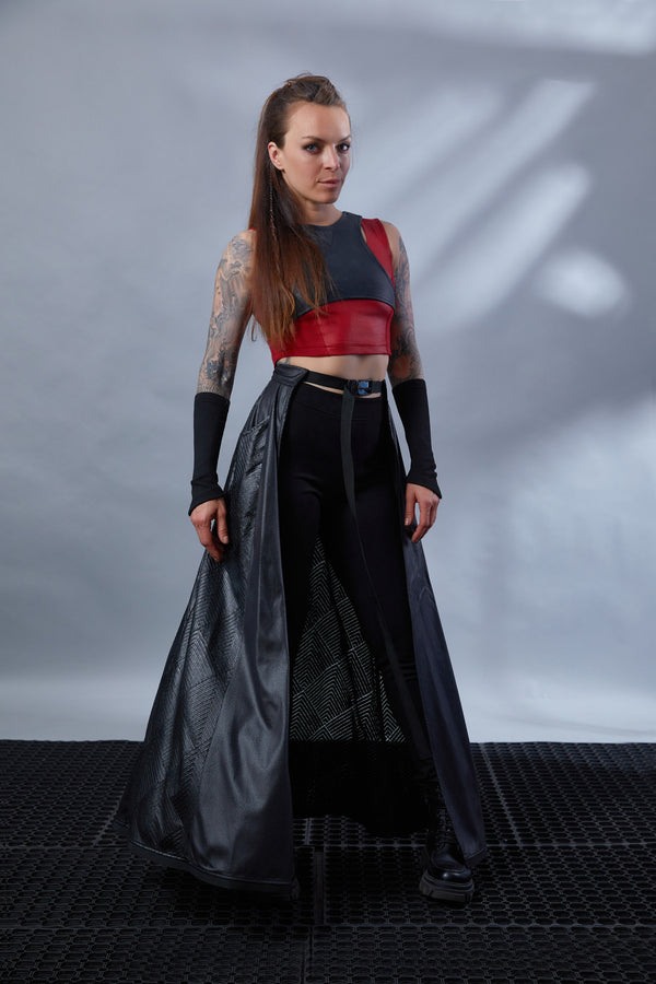 ST-6 Red faux leather crop top