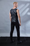 ST-L-9 Black faux leather sleeveless shirt - zolnar