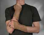 Coffee brown faux leather fingerless arm warmers, ranger and ren faire style – ZOLNAR
