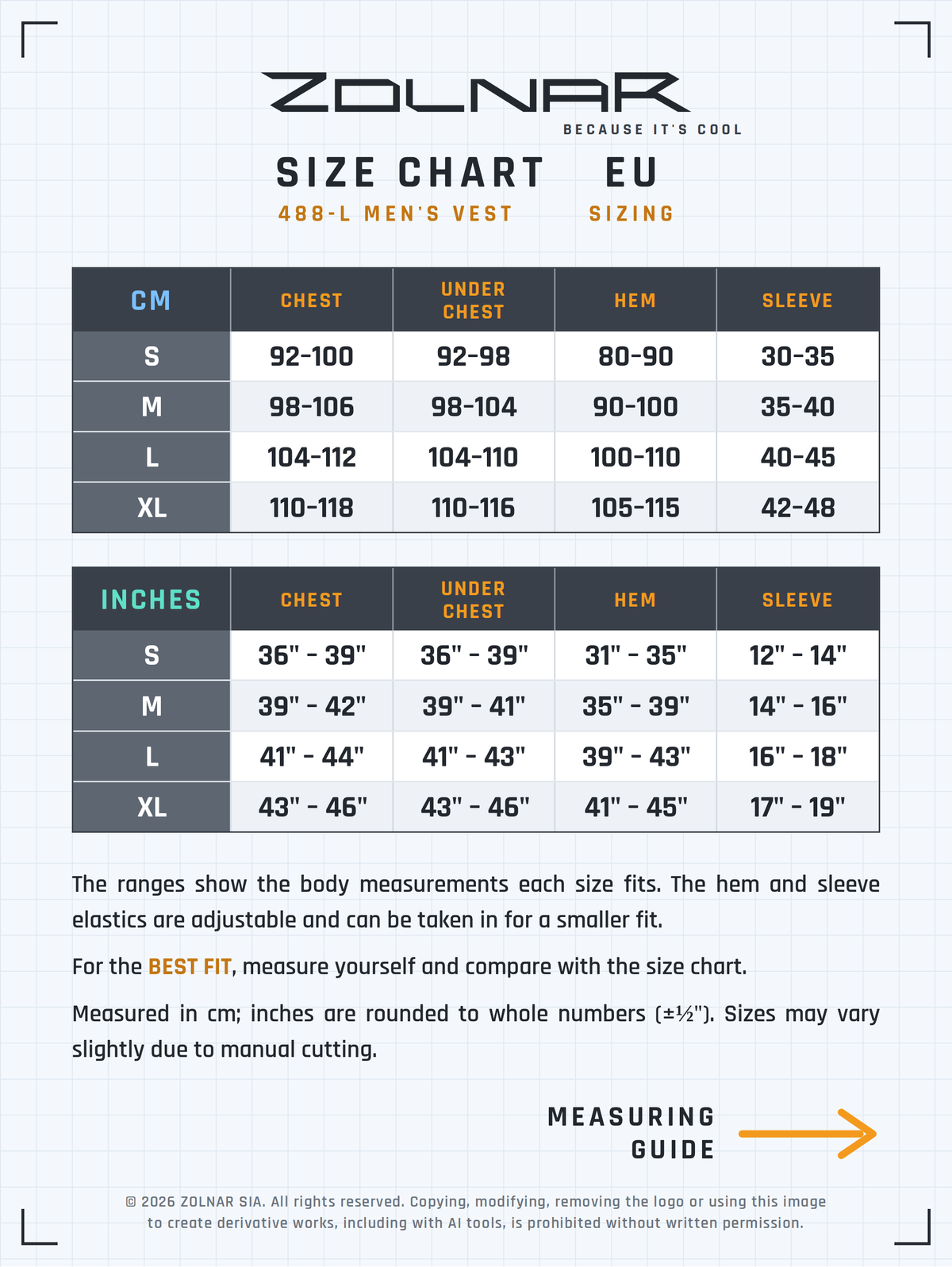 488l-m size chart