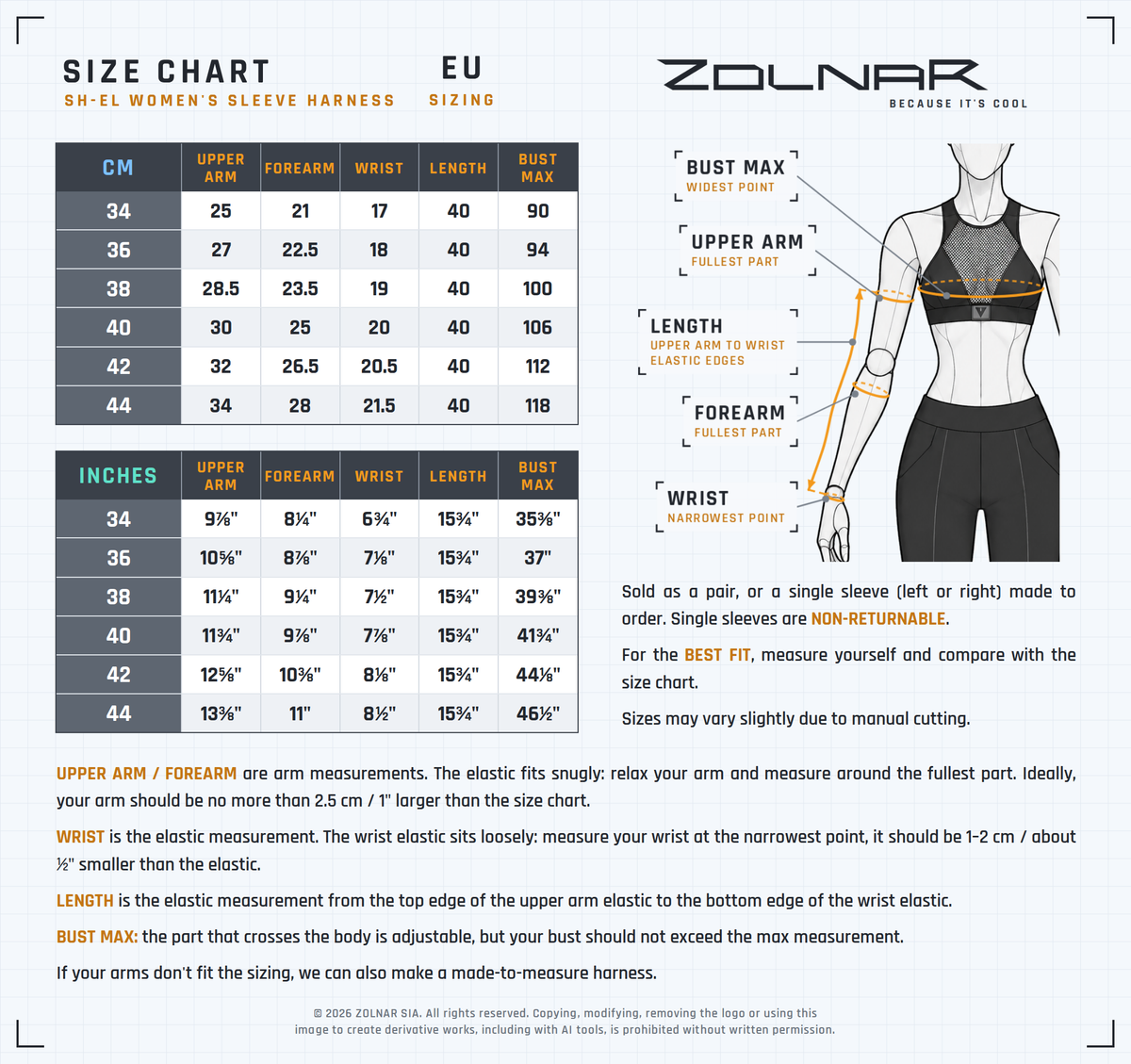 sh-el-w size chart