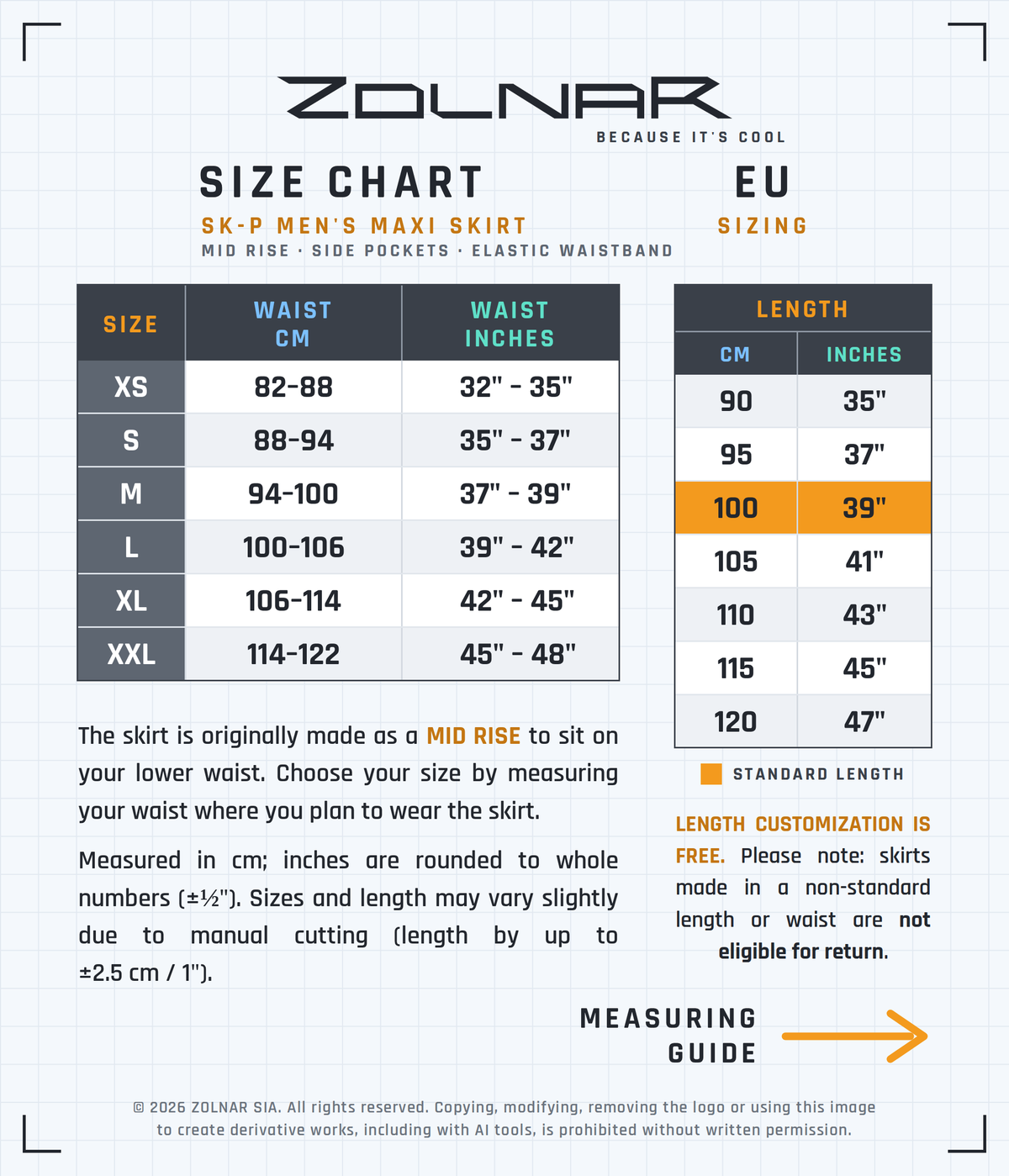 skp-1b size chart