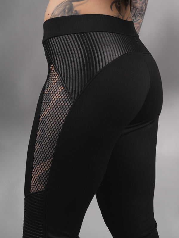 PA-M Black leggings with mesh inserts