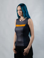 RA8 Gray sleeveless faux leather top