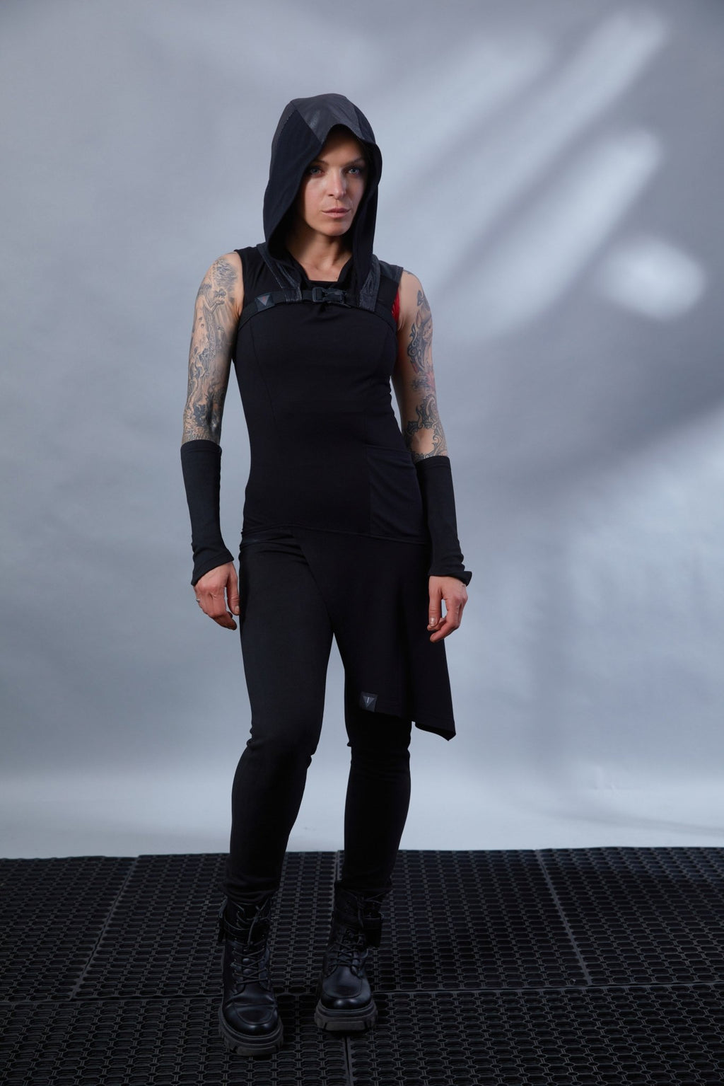 ERL Asymmetric sleeveless shirt with ERH hood