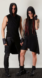 ERL Asymmetric sleeveless shirt with ERH hood