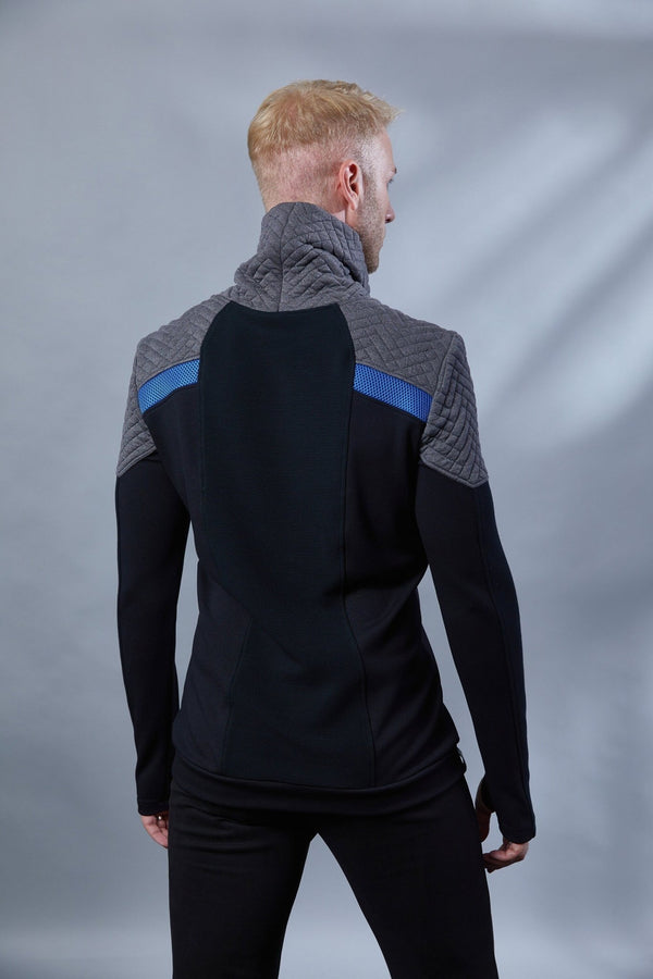 HS-8 Cyberpunk sweater gray hexagonal black pullover - zolnar