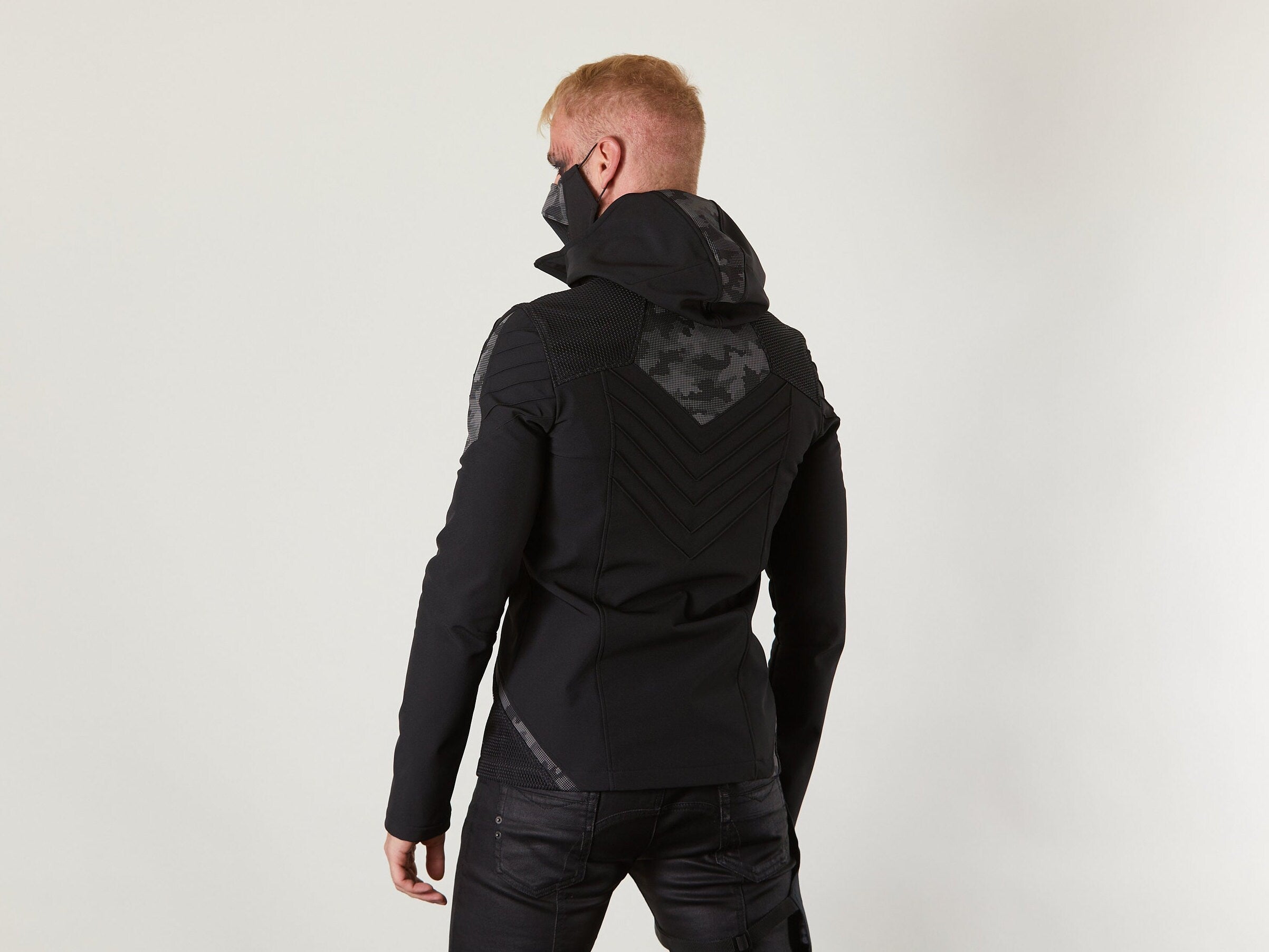 SIX-R Black softshell jacket, reflective