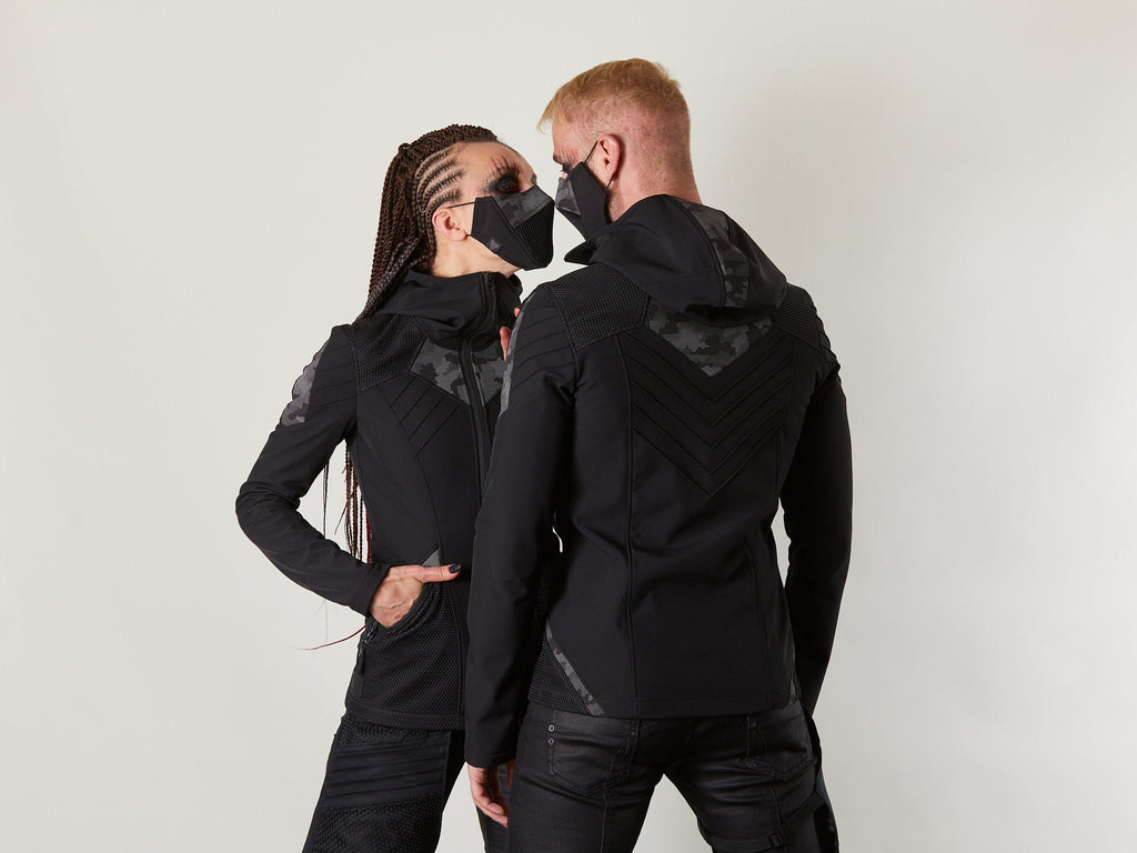SIX-R Black softshell jacket, reflective