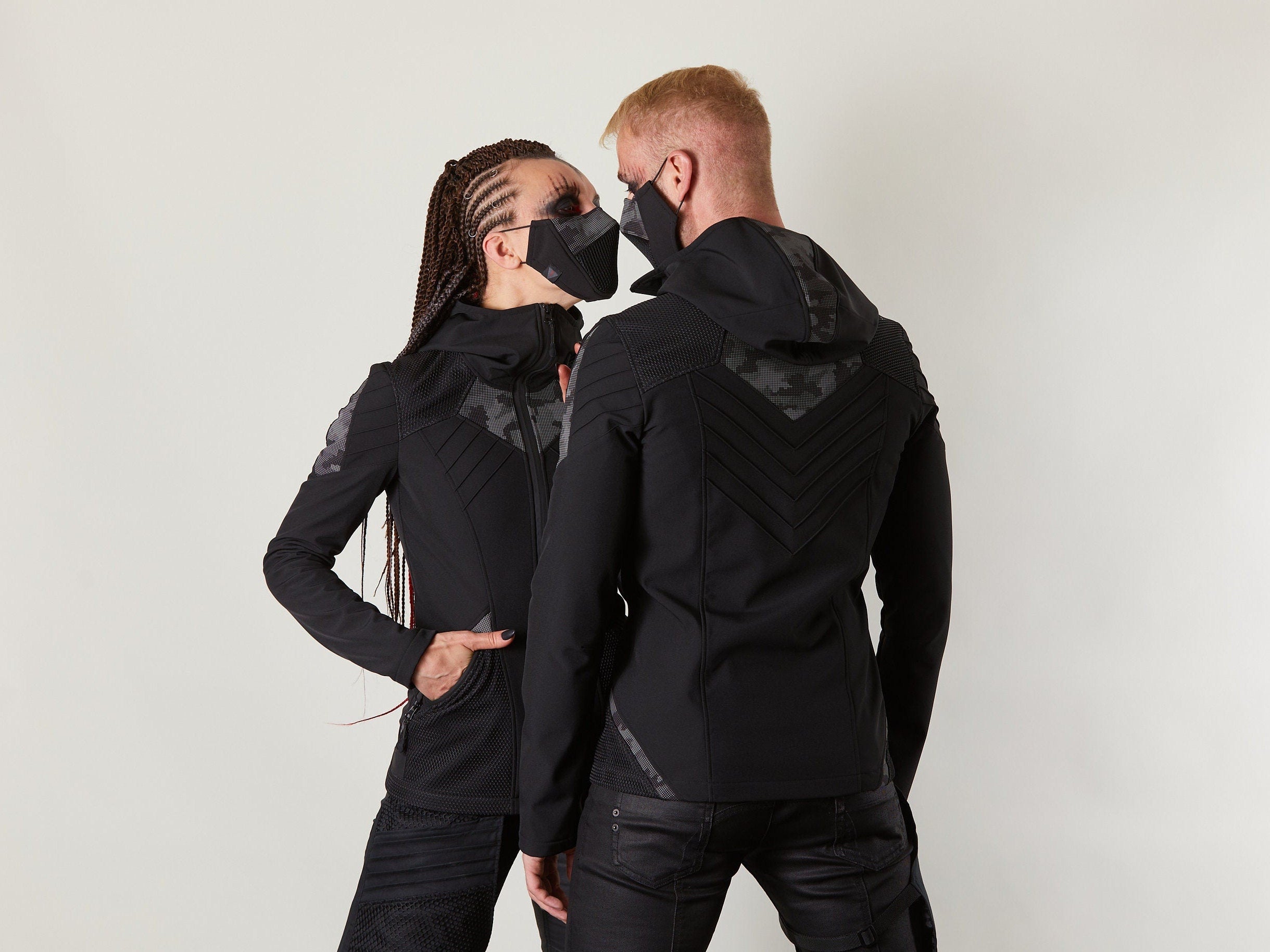 SIX-R Black softshell jacket, reflective
