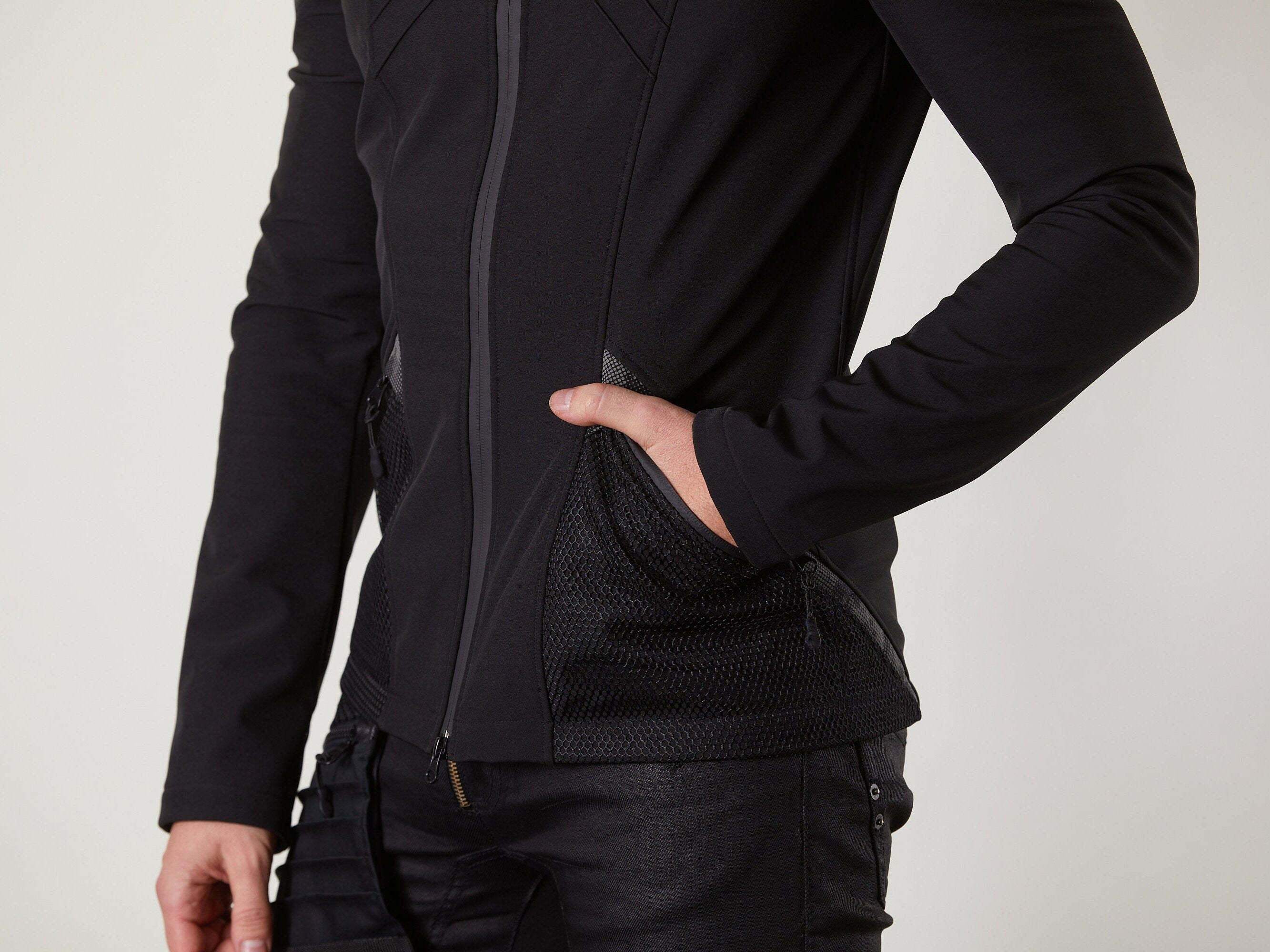 SIX-R Black softshell jacket, reflective
