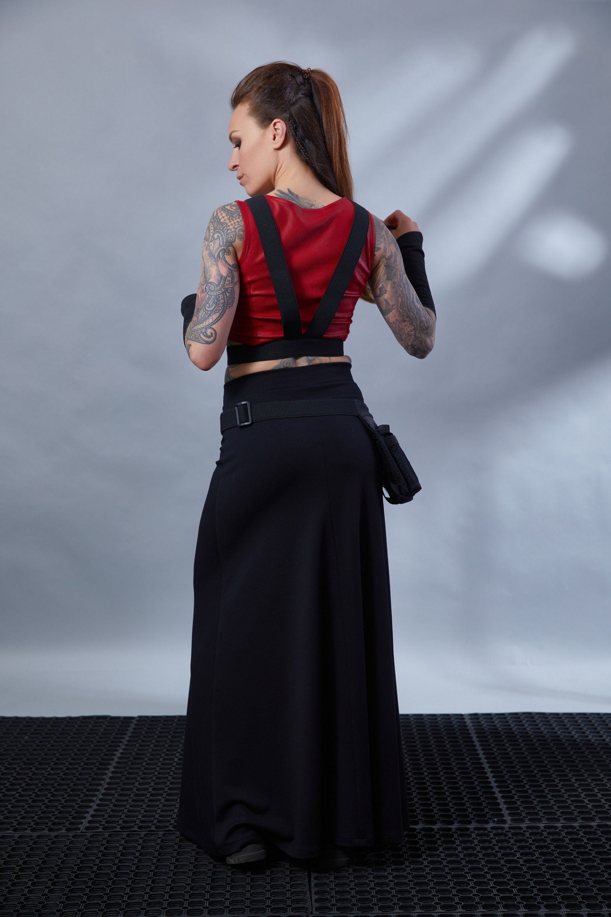 ST-6 Red faux leather crop top