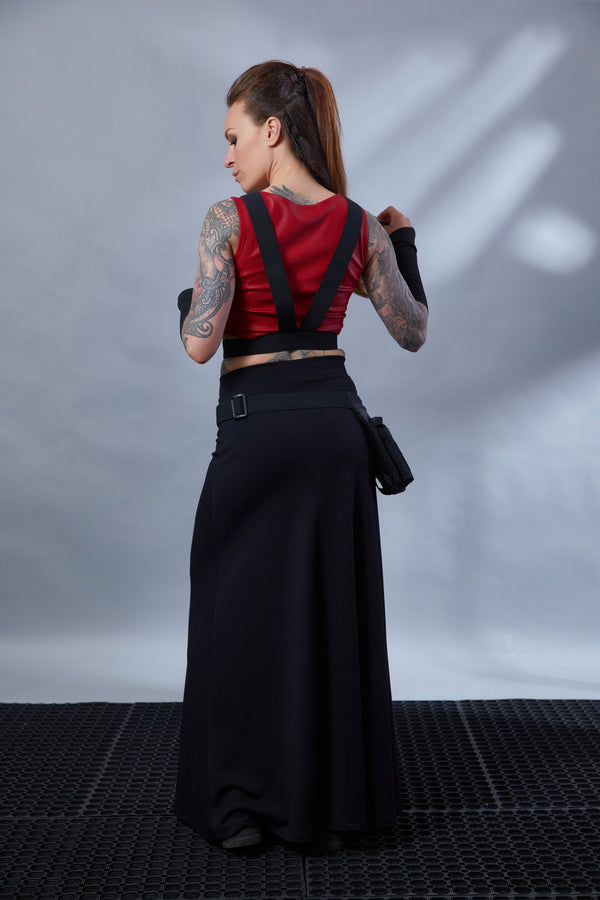 ST-6 Red faux leather crop top