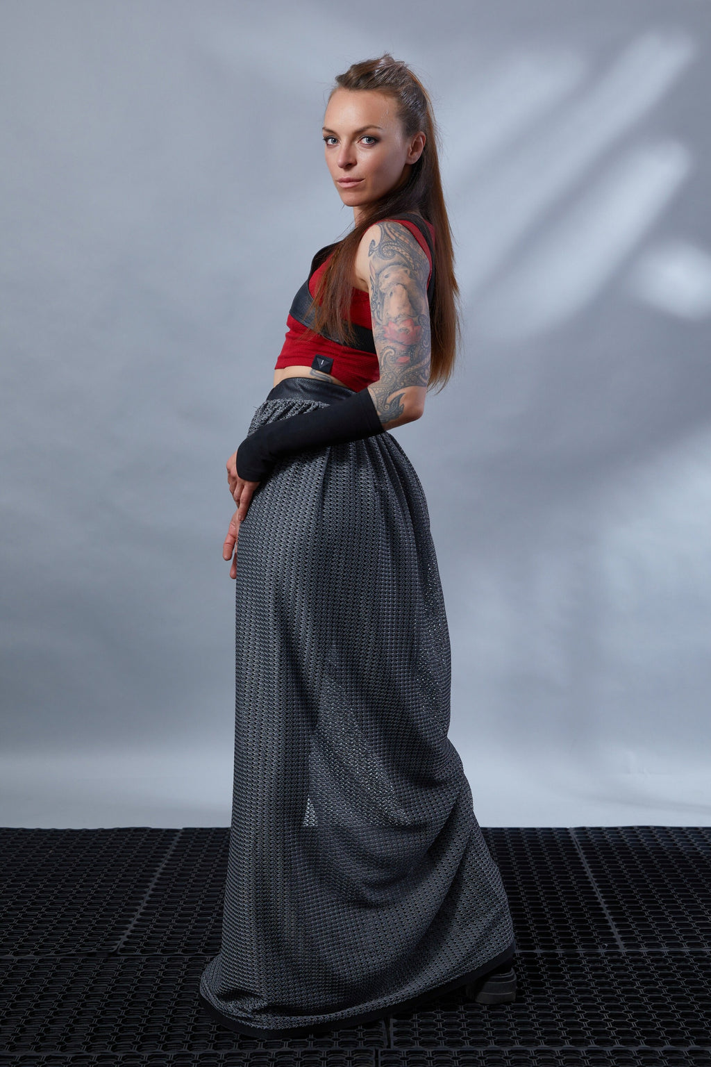 ST-6 Red faux leather crop top