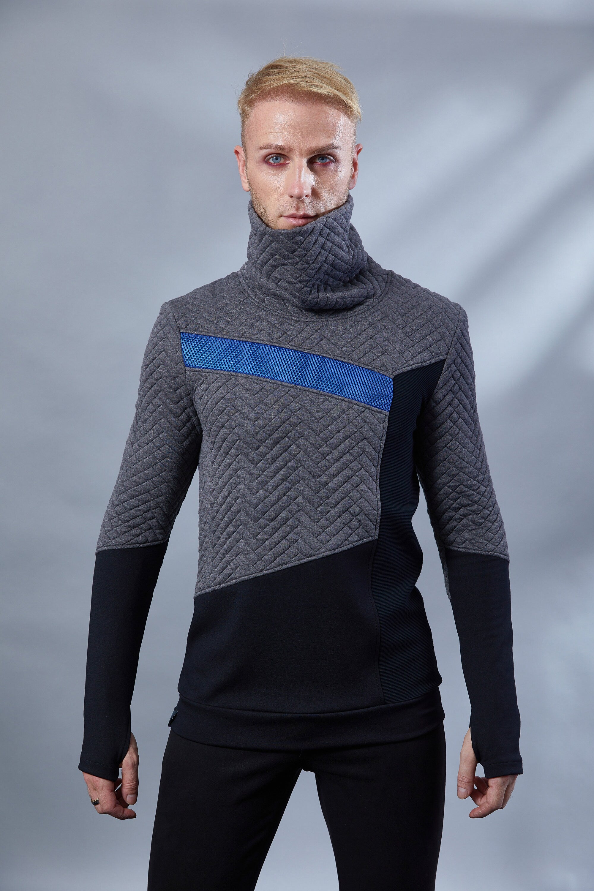 LL-8 Men's gray asymmetrical sweater