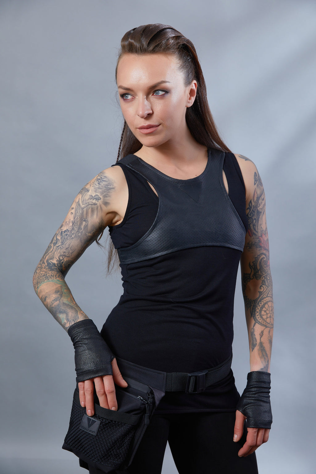 BC Silver eco leather chest plate