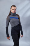 LL-8 Gray asymmetrical sweater with high neck - zolnar