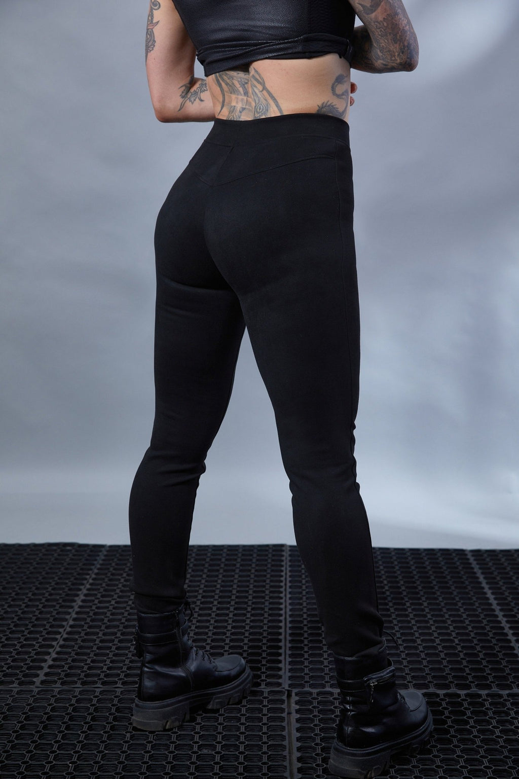 PA-LG Black leggings, suede faux leather - zolnar