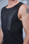 ST-L-9 Black faux leather sleeveless shirt - zolnar