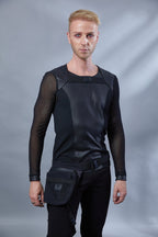 ST-L-9 Black faux leather sleeveless shirt - zolnar